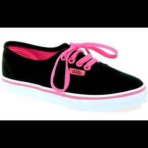 Vans Lo Pro Black and Pink Lace Up Trainers Size: 7.5